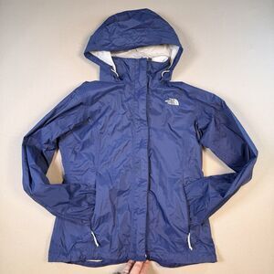 The North Face Jacket Women MEDIUM Blue Full Zip Hyvent Hoodie Wind Rain